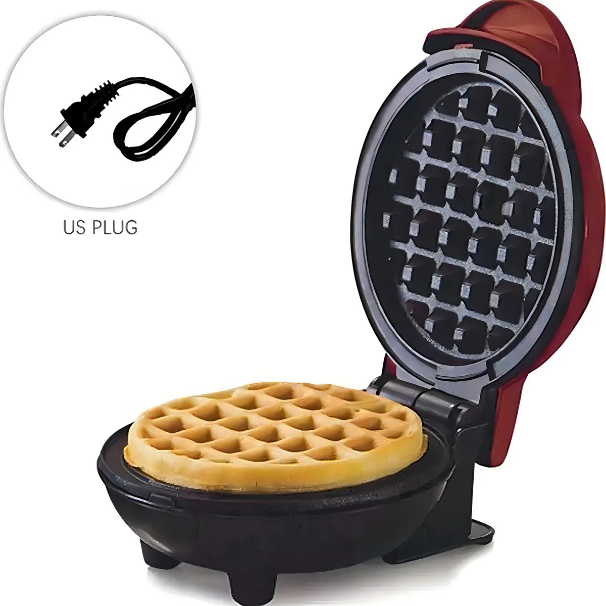 Mini Waflera Eléctrica Redonda con Superficie Antiadherente - Imagen 2